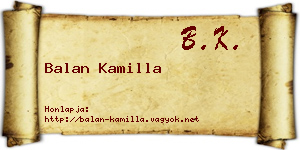 Balan Kamilla névjegykártya